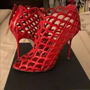 Sergio Rossi patent caged booties